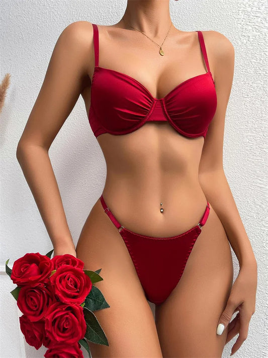 Red sexy Romantic Lingerie Bra Set